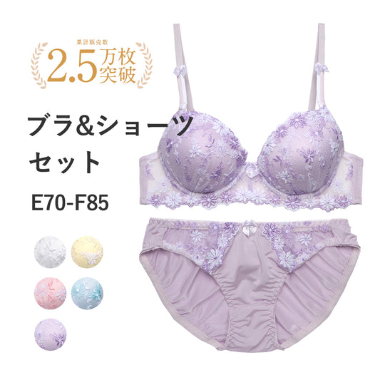 ブラ&ショーツセット小花柄ギュピールレース b3580c