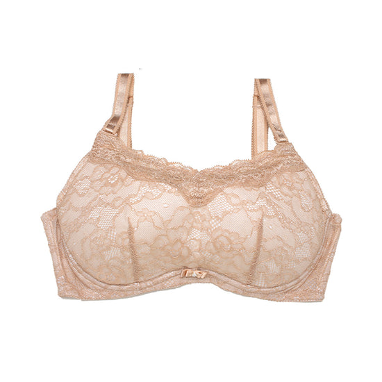 大きな胸を小さく見せる補正ブラ白背景ベージュ