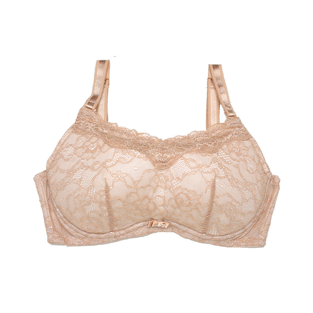 大きな胸を小さく見せる補正ブラ白背景ベージュ