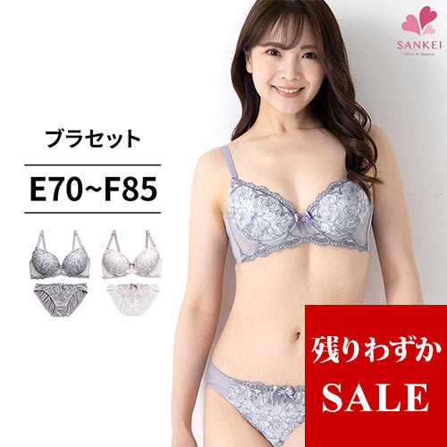 ブラ&ショーツセット ローズ柄チュール【EFサイズ】 ba0835