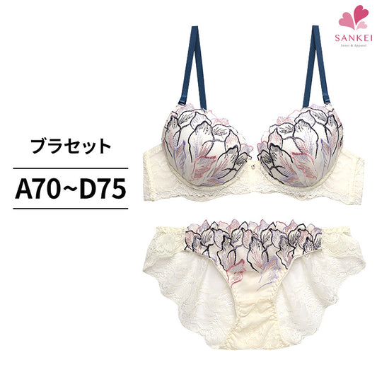 ブラ&ショーツセット 花柄刺繍 【ABCDサイズ】 ba0879b