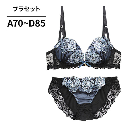 脇高ブラ&ショーツセット ローズ柄刺繍 【ABCDサイズ】 ba0924b
