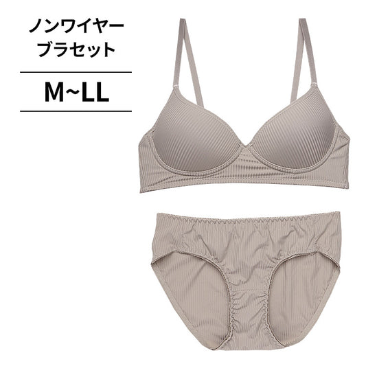 ノンワイヤーブラ&ショーツセット リブ無地 【M/L/LLサイズ】 ba0938b