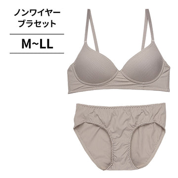 ノンワイヤーブラ&ショーツセット リブ無地 【M/L/LLサイズ】 ba0938b