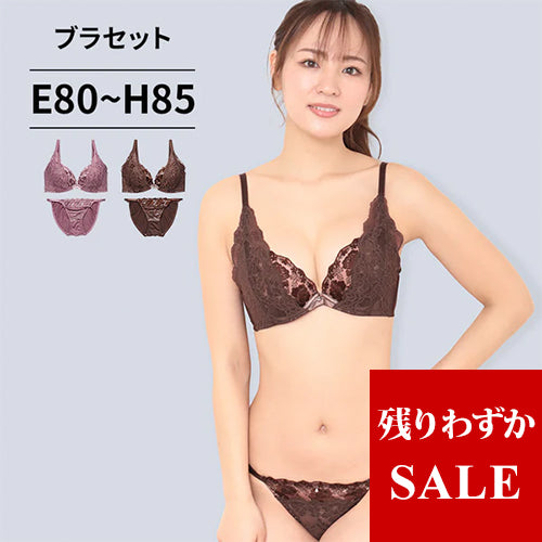 脇高ブラ&ショーツセット 花柄刺繡×レース【EFGHサイズ】 ba0939