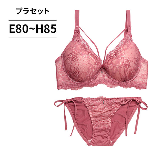 脇高ブラ&ショーツセット レース×サイドリボン【EFGHサイズ】 ba0948b
