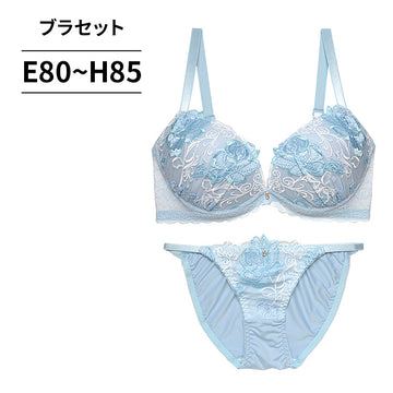 ブラ&ショーツセット バラ柄刺繍【EFGHサイズ】 ba0966a