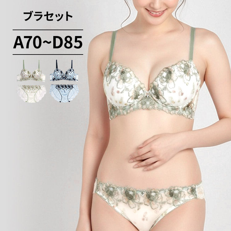 新品未開封　F70 グレー　セット　高見え　育乳脇高ブラジャー&フルバックショーツ［大人気］年末年始　グレー-F70/ショーツM) 脇高設計】クラシカル総レースブラ＆ショーツセット | 2段ホック＆U字