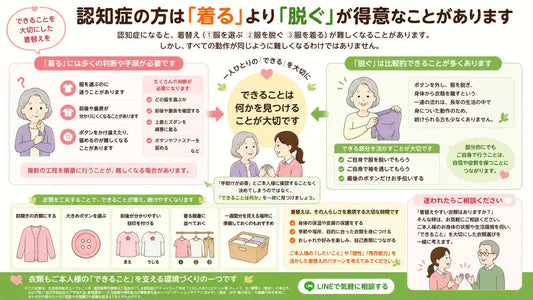 認知症の方は「着る」より「脱ぐ」が得意｜着替えの工夫と介護服選びのポイント