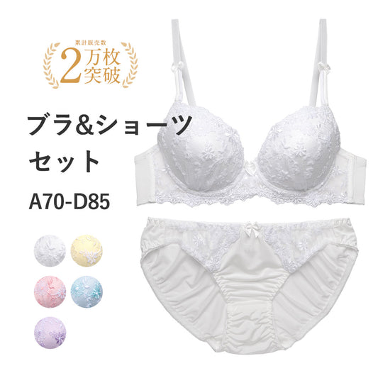 ブラ＆ショーツセット 小花柄のギュピールレース 3268d