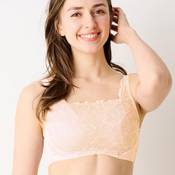 [今日発送]胸を小さく見せるレギュラーブラ【ピンクベージュ】