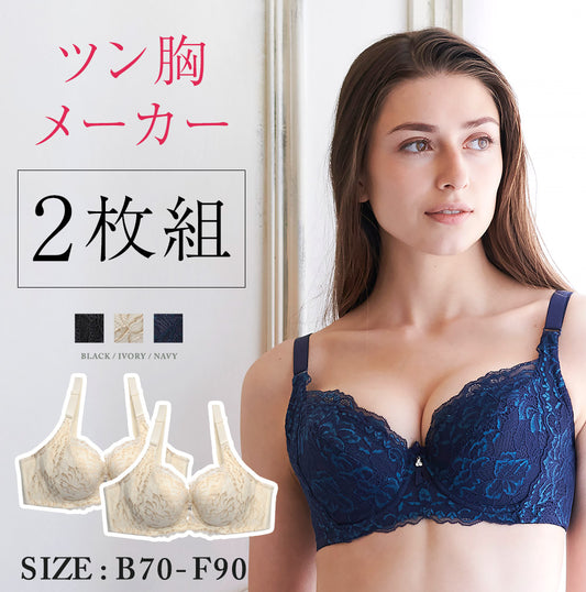【2枚組】ツン胸メーカー 育乳ブラ ブラジャー アイボリー