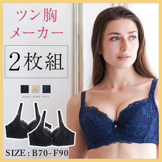 ツン胸メーカー 育乳ブラ ショーツセット ブラセット [ブラック]