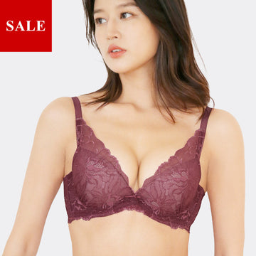 [2枚購入で100円OFF]ブラ＆ショーツセット【ワイン】まる胸メーカ ー b4600