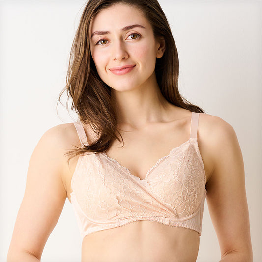 胸を小さく見せるカシュクールブラ【ピンクベージュ】