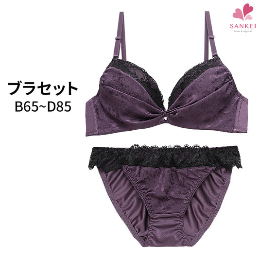 ブラ＆ショーツセット 花柄サテン×レース【BCDサイズ】 ba0677b