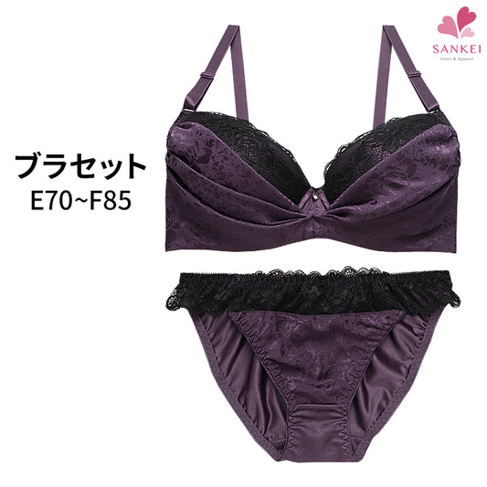 ブラ＆ショーツセット 花柄サテン×レース【EFサイズ】ba0678b