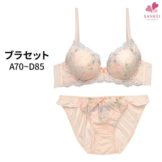 脇高ブラ＆ショーツセット ローズ柄シフォン 【ABCDサイズ】 ba0686a