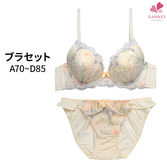 脇高ブラ＆ショーツセット ローズ柄シフォン 【ABCDサイズ】 ba0686b