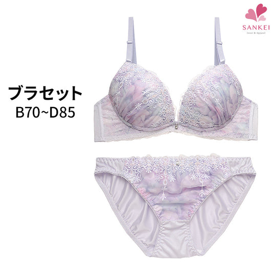 ブラ＆ショーツセット 花柄シフォン×チュールレース 【BCDサイズ】 ba0756a