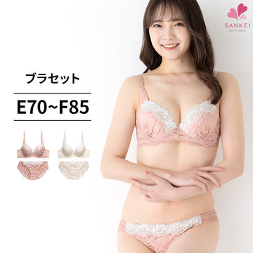 脇高ブラ＆ショーツセット 花柄×ラメ入りレース【EFサイズ】ba0812