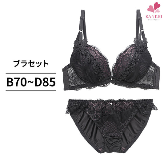 ブラ＆ショーツセット モノトーンレース×リボン 【BCDサイズ】 ba0820a