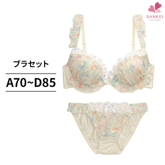 ブラ＆ショーツセット 花柄シフォンフリル 【ABCDサイズ】 ba0831b