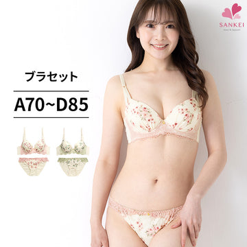 脇高ブラ＆ショーツセット 花柄シフォン×レース 【ABCDサイズ】 ba0848