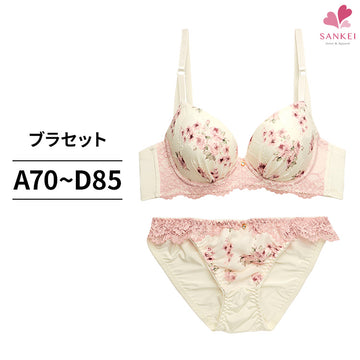 脇高ブラ＆ショーツセット 花柄シフォン×レース 【ABCDサイズ】 ba0848a