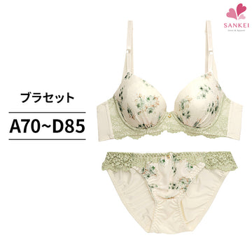 脇高ブラ＆ショーツセット 花柄シフォン×レース 【ABCDサイズ】 ba0848b