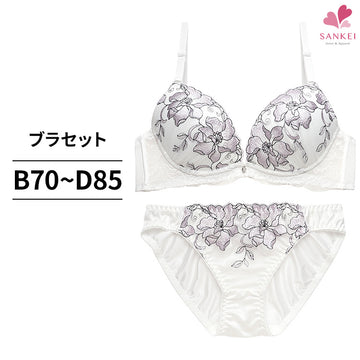 脇高ブラ＆ショーツセット ラメ入り花柄刺繍 【ABCDサイズ】 ba0870b
