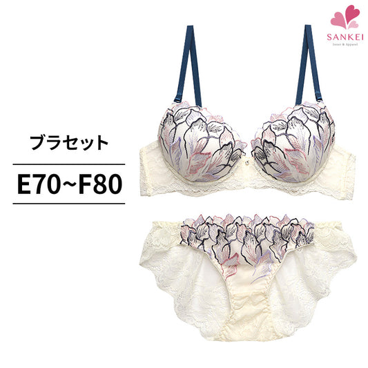 ブラ＆ショーツセット 花柄刺繍【EFサイズ】ba0880b
