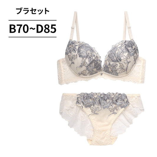 脇高ブラ＆ショーツセット ローズ柄刺繍 【BCDサイズ】 ba0888b