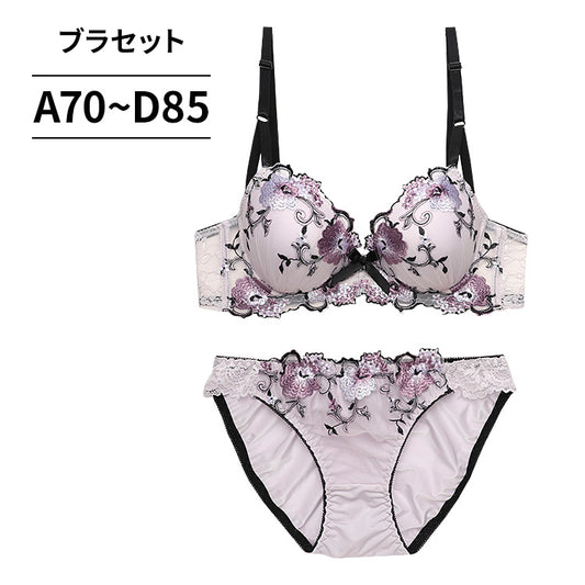脇高ブラ＆ショーツセット 花柄刺繍 【ABCDサイズ】 ba0900b