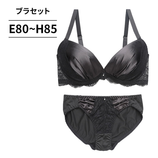 脇高ブラ＆ショーツセット サテン×レース【EFGHサイズ】 ba0908a