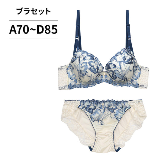 脇高ブラ＆ショーツセット 花柄刺繍 【ABCDサイズ】 ba0916a
