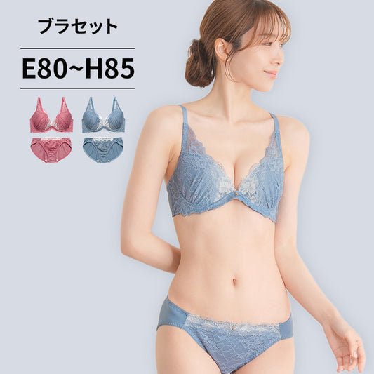 ブラ＆ショーツセット フルカップ風レース【EFGHサイズ】 ba0919