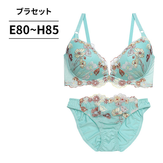 ブラ＆ショーツセット 花柄刺繍【EFGHサイズ】 ba0920b