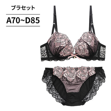 脇高ブラ＆ショーツセット ローズ柄刺繍 【ABCDサイズ】 ba0924a
