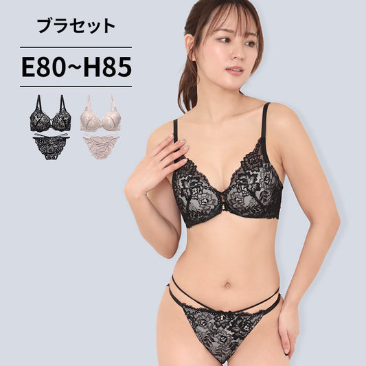 脇高ブラ＆ショーツセット 総レース【EFGHサイズ】 ba0930