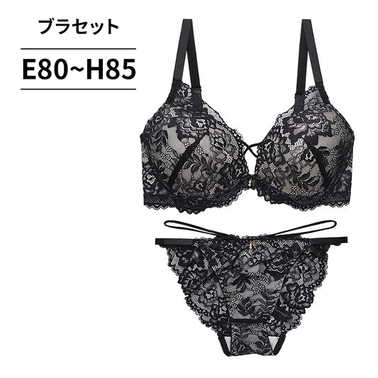 脇高ブラ＆ショーツセット 総レース【EFGHサイズ】 ba0930a