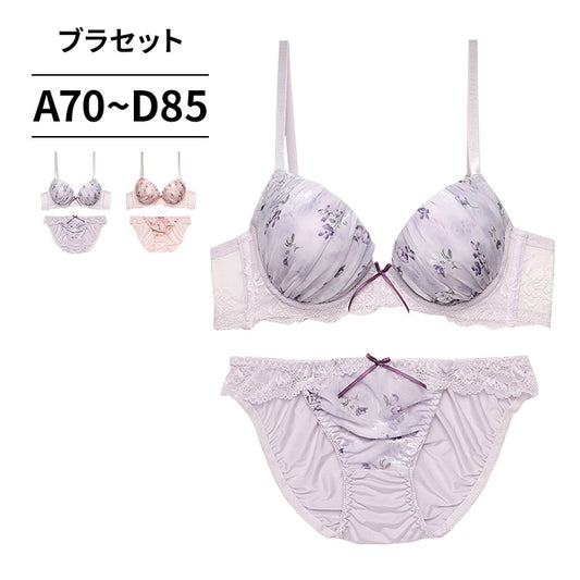 脇高ブラ＆ショーツセット 花柄プリントシフォン 【ABCDサイズ】 ba0933