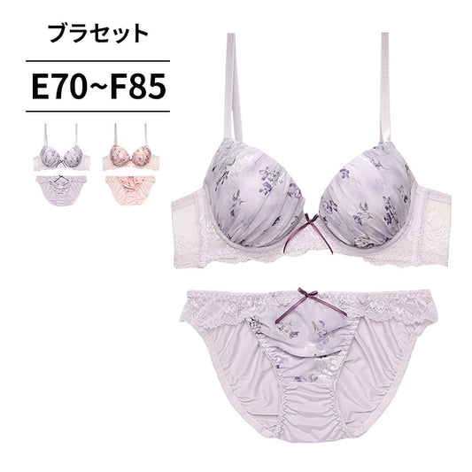 脇高ブラ＆ショーツセット 花柄プリントシフォン【EFサイズ】ba0934