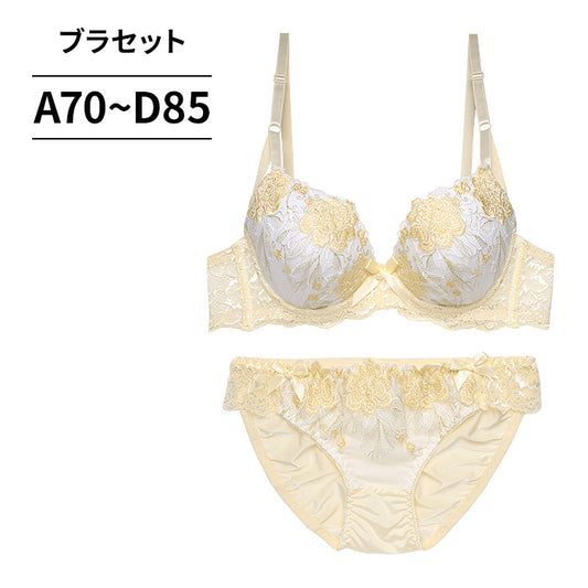 脇高ブラ＆ショーツセット 花柄刺繍 【ABCDサイズ】 ba0935a