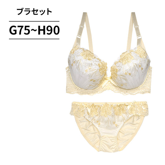 脇高ブラ＆ショーツセット 花柄刺繡【GHサイズ】 ba0937a