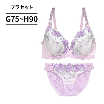 脇高ブラ＆ショーツセット 花柄刺繡【GHサイズ】 ba0937b
