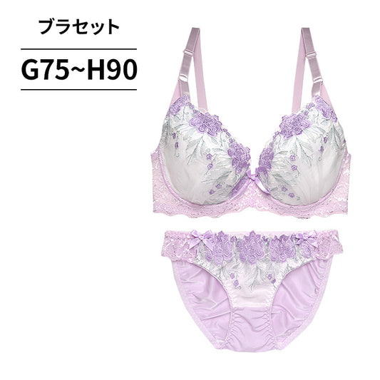 脇高ブラ＆ショーツセット 花柄刺繡【GHサイズ】 ba0937b