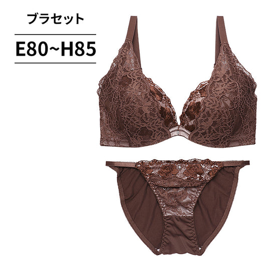 脇高ブラ＆ショーツセット 花柄刺繡×レース【EFGHサイズ】 ba0939b
