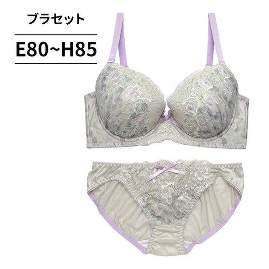 脇高ブラ＆ショーツセット 花柄刺繡【EFGHサイズ】 ba0940a