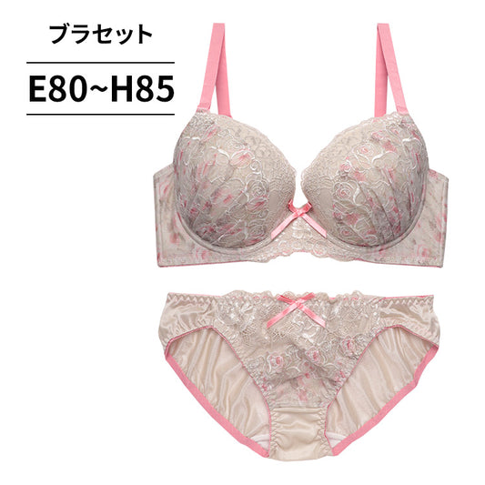 脇高ブラ＆ショーツセット 花柄刺繡【EFGHサイズ】 ba0940b